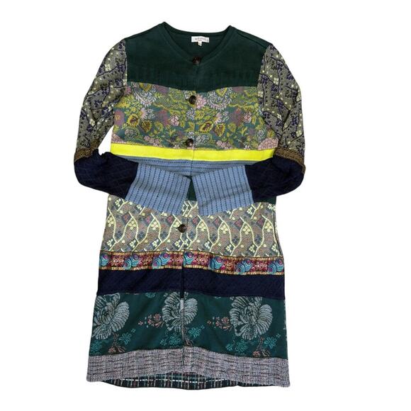 ETRO Multicolor Silk Blend Longline Embroidered Button Cardigan Sweater Small - Picture 4 of 16